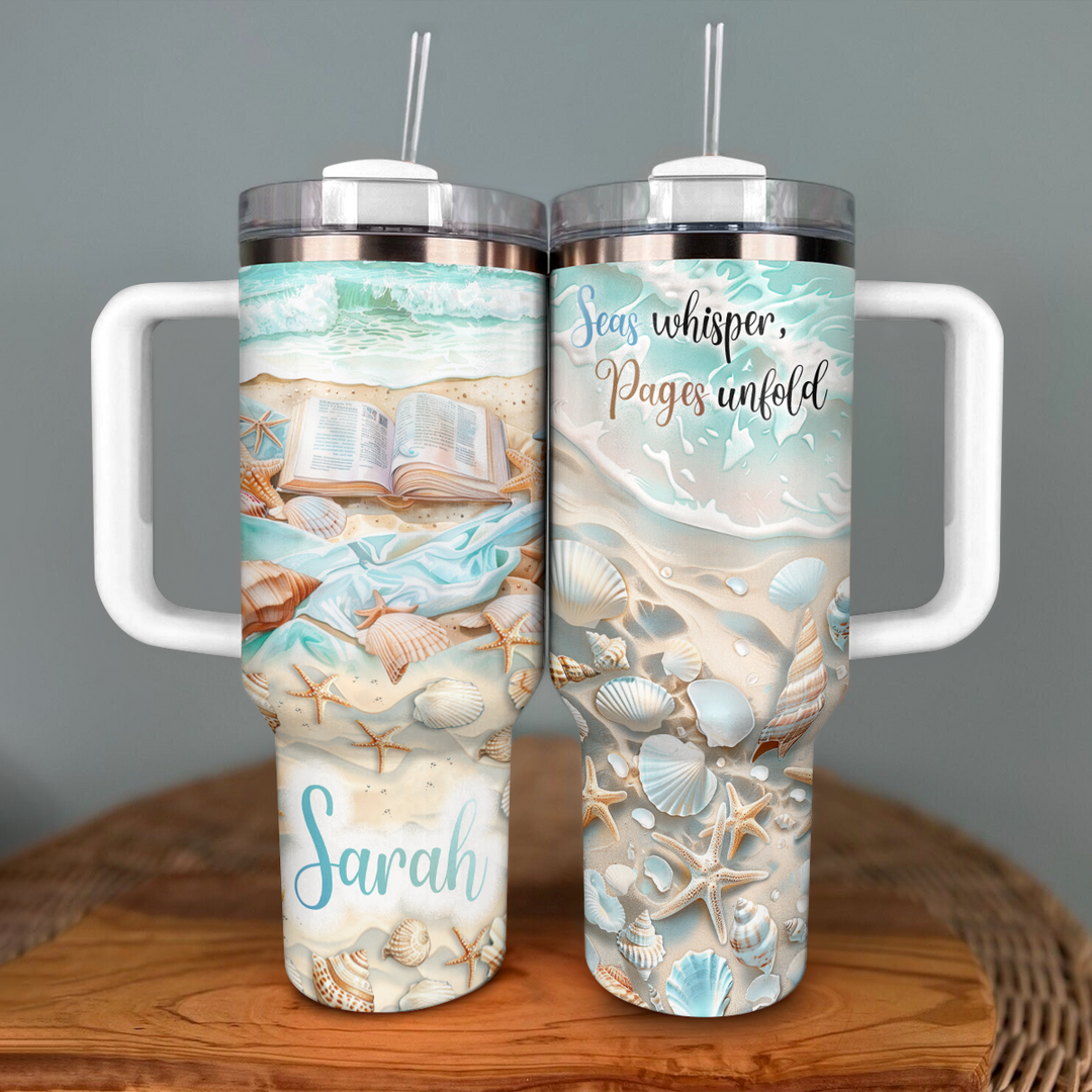 40 Oz Shineful Personalized Tumbler Seas Whisper Pages Unfold