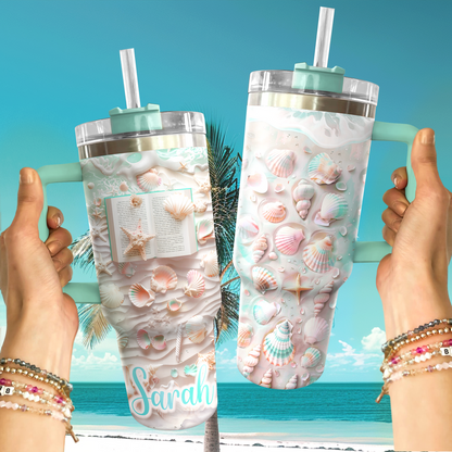 40 Oz Shineful Personalized Tumbler Pastel Beach Reads