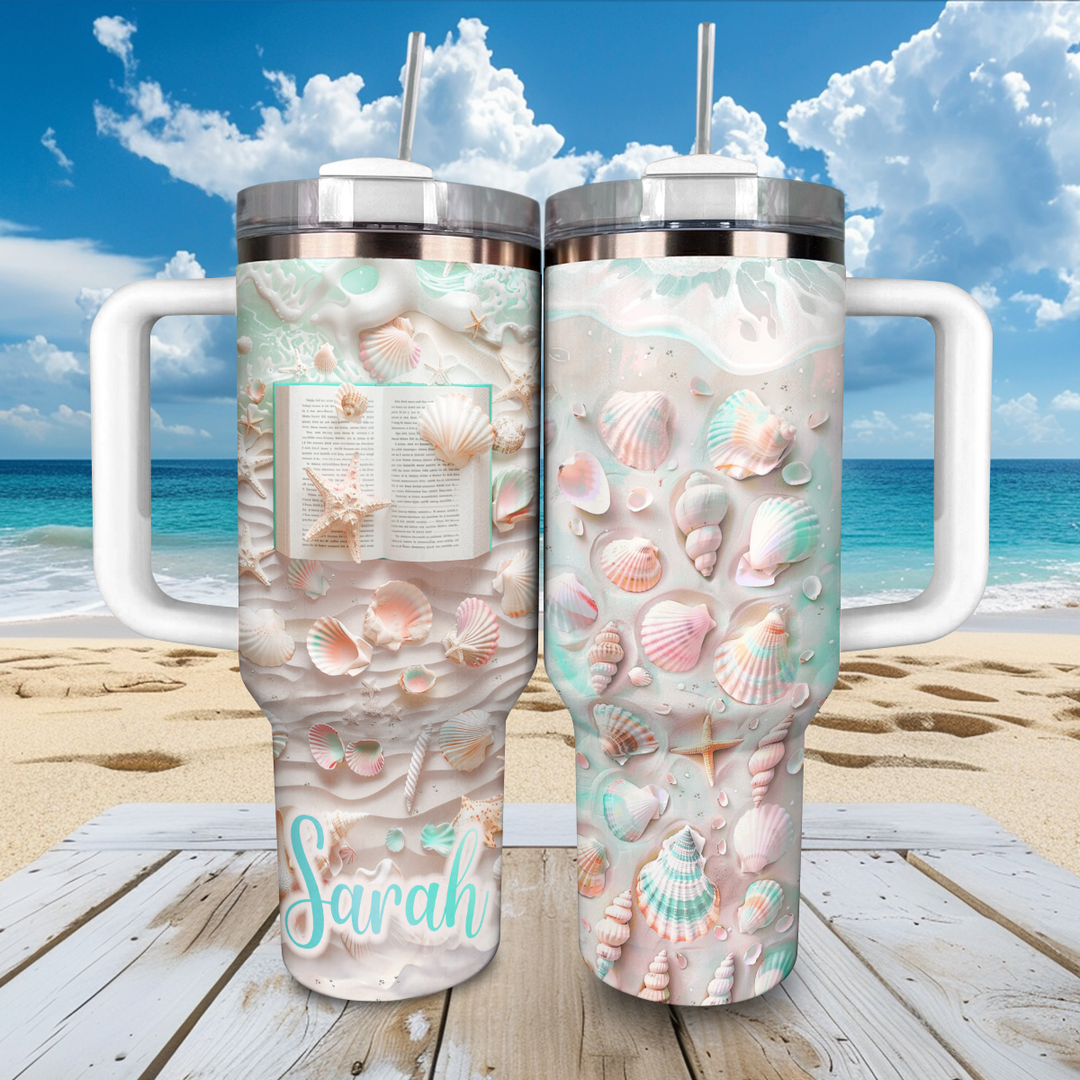 40 Oz Shineful Personalized Tumbler Pastel Beach Reads