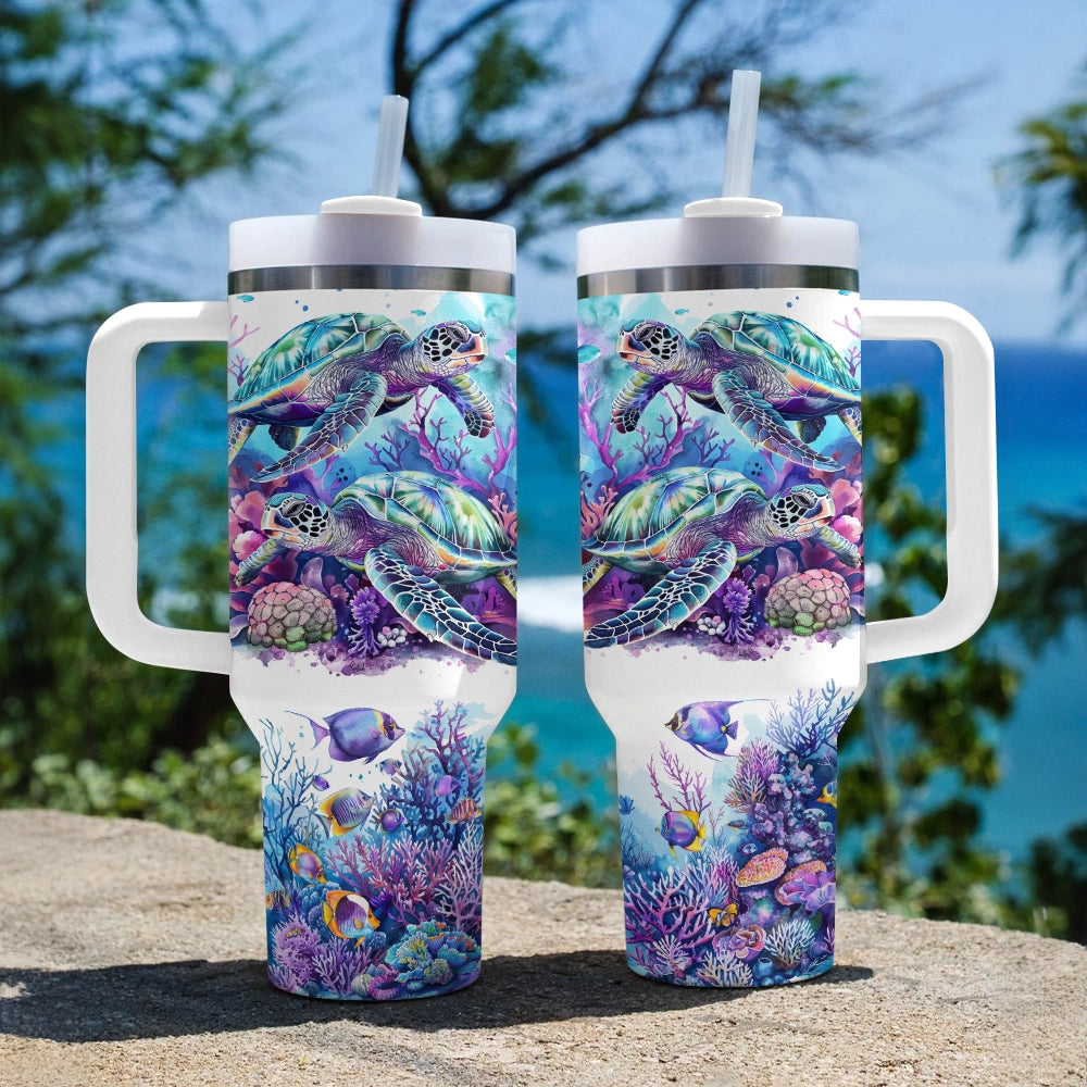 40 Oz Shineful Tumbler Coral Reef Turtle