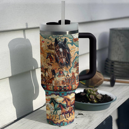 40 Oz Shineful Tumbler Horse Native American Map