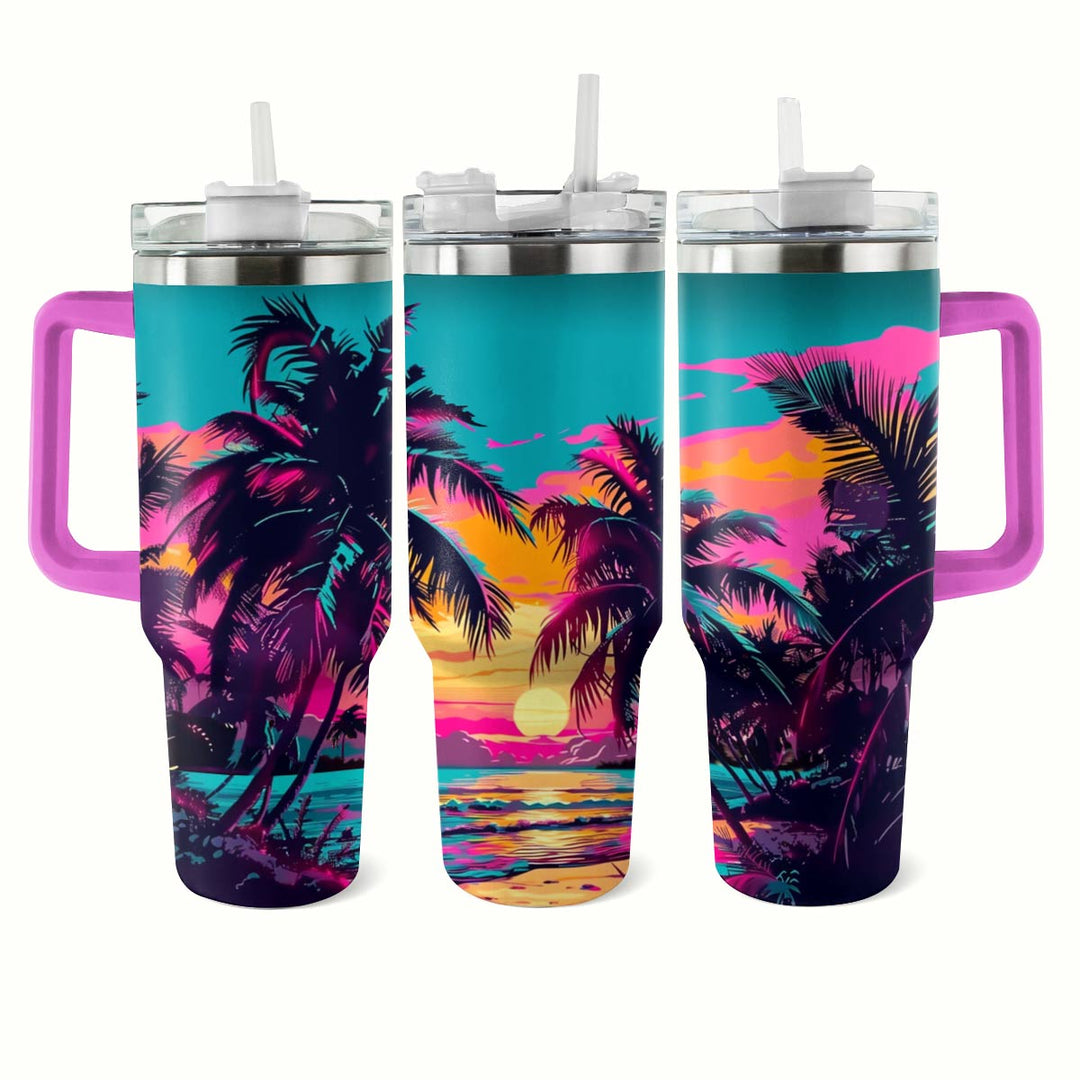 40 Oz Shineful Tumbler Neon Palm Paradise