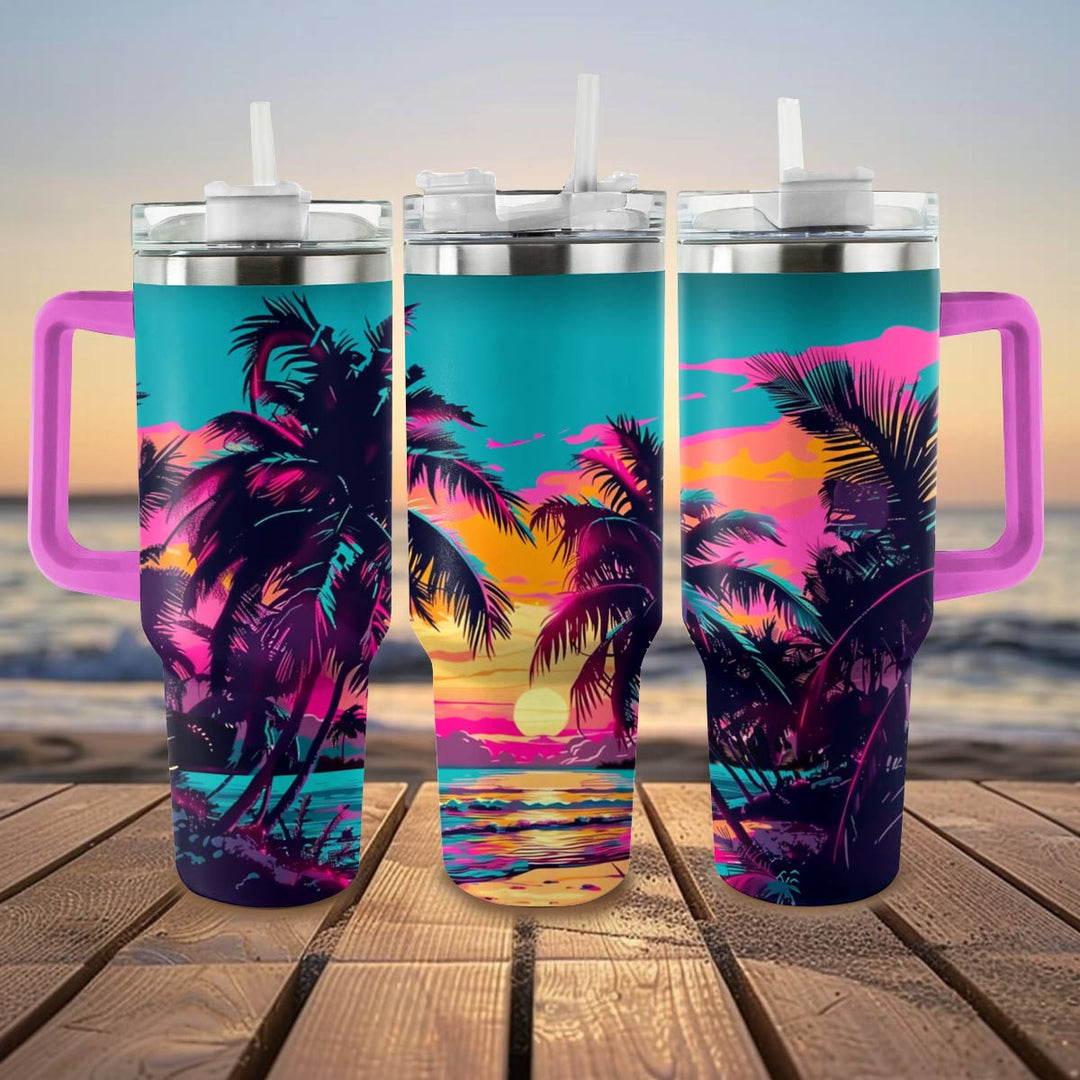 40 Oz Shineful Tumbler Neon Palm Paradise