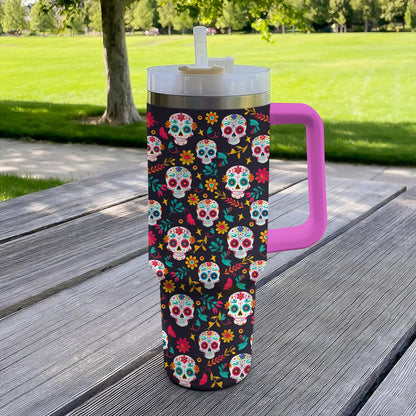 40 Oz  Shineful Tumbler Sugar Skull Elegance