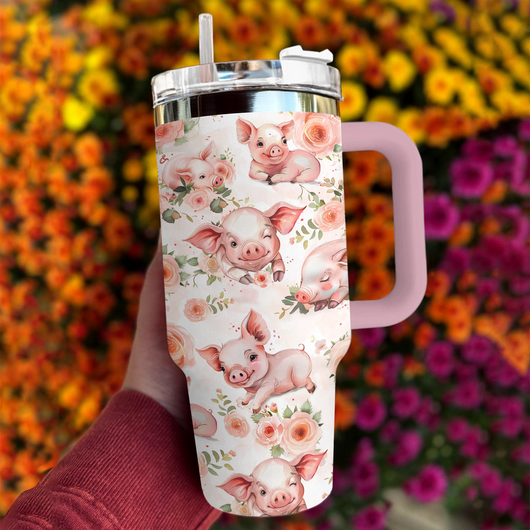 40 Oz Shiny Tumbler Ferkel Posies