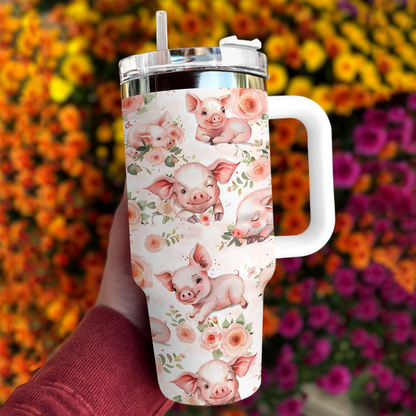 40 Oz Shiny Tumbler Ferkel Posies