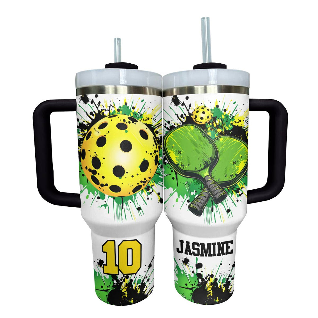 40 Oz Shineful Personalized Tumbler Colorful Splashing Pickleball