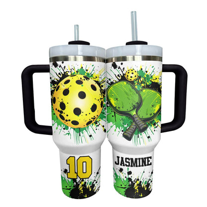 40 Oz Shineful Personalized Tumbler Colorful Splashing Pickleball