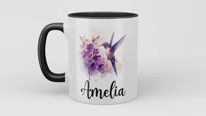 Custom Name Hummingbird Mug, Personalized Gift for Women & Girls, Personalized Mug, Mug With Name for Her, Name Coffee Cup Humming Bird