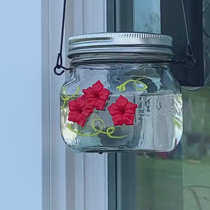 Beautiful HUM-Ble Beginnings™ 8oz Hummingbird Feeder Mason Jar w/Three Ports