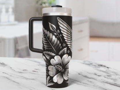 Kolibri Tumbler Wrap Laser Svg, 40oz Laser graviert Tumbler Wrap, Floral Kolibri 40 oz Tumbler Laser Datei Design Lasergravur Svg