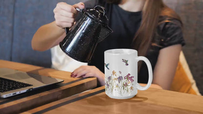 Kolibri Kaffeetasse, Kolibri Tasse, Tasse Kolibri, Süße Kolibri Tasse, Vogel Kaffeetasse, Vogel Liebhaber Geschenk, Gepresste Blumen Tasse