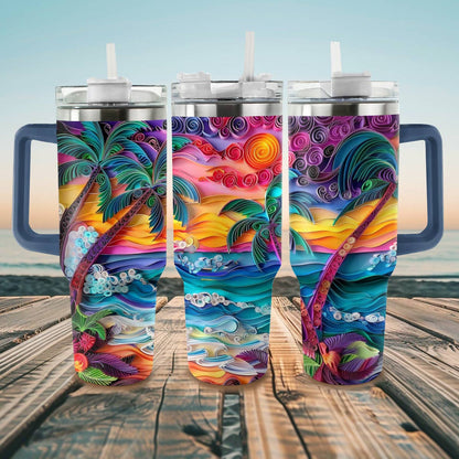 40 Oz glänzender Becher Tropical Quill