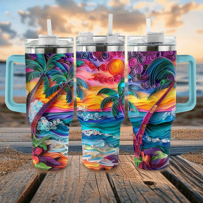 40 Oz Shineful Tumbler Tropical Quill