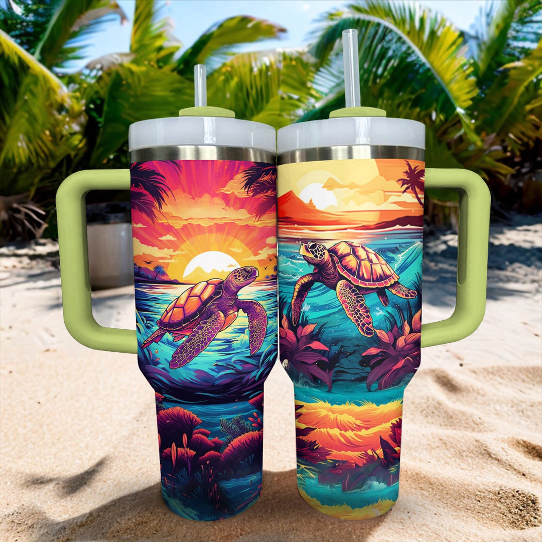 40 Oz Shineful Tumbler Tropische Schildkrötenglückseligkeit