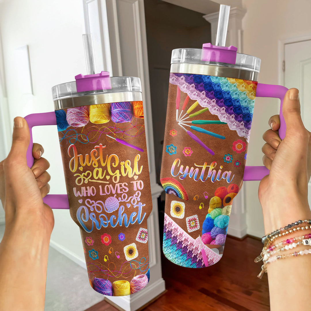 40 Oz Shineful Tumbler Personalized Crochet Spectrum Delight