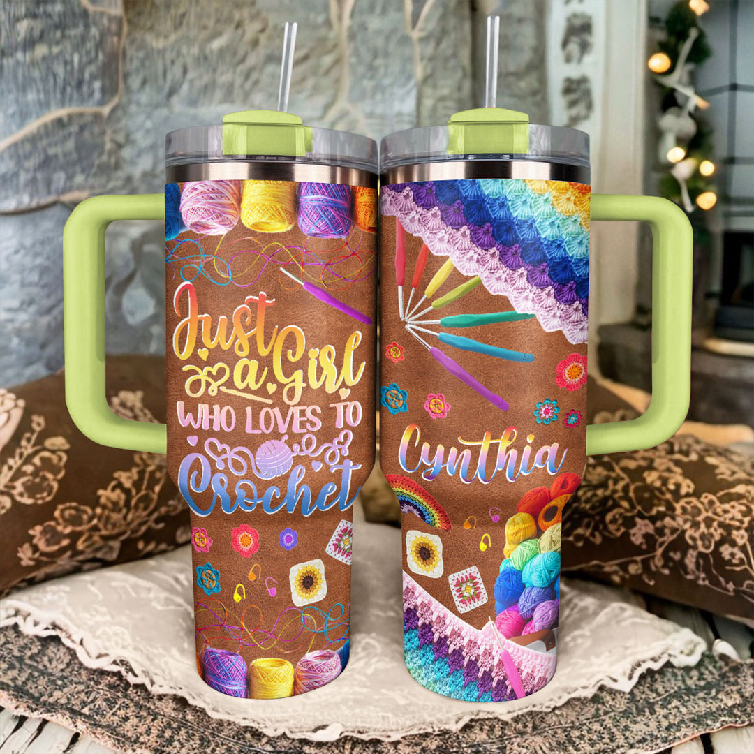 40 Oz Shineful Tumbler Personalized Crochet Spectrum Delight