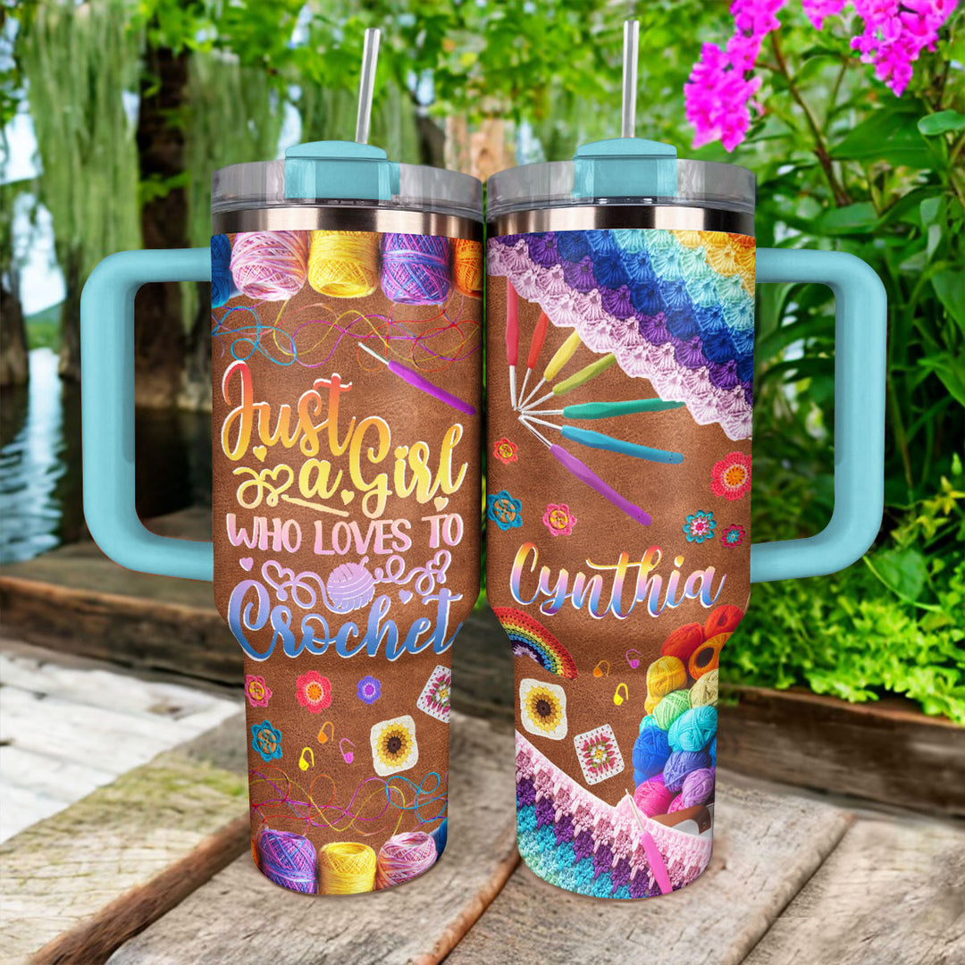 40 Oz Shineful Tumbler Personalized Crochet Spectrum Delight