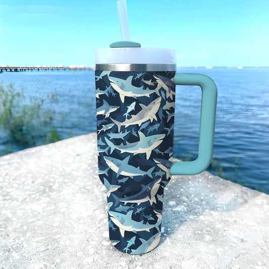 40 Oz  Shineful Tumbler Shark Ocean Prowler