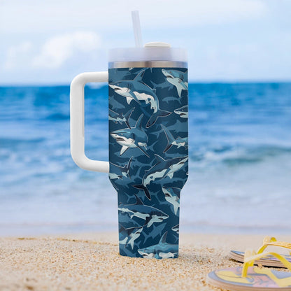 40 Oz Shineful Tumbler Blue Shark Burst