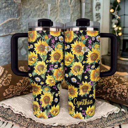 40 Oz Shineful Tumbler Personalized Sunflowers Classic Sunburst