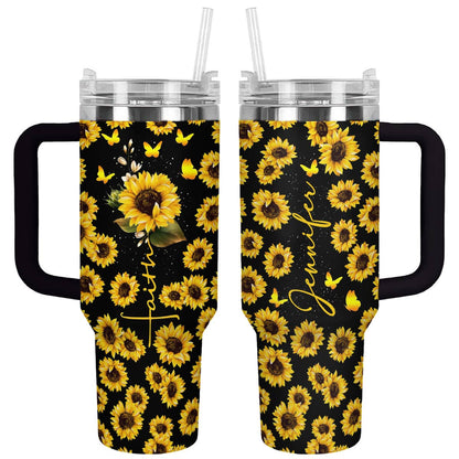 40 Oz Shiny Tumbler Personalisierte Sonnenblume Glaube