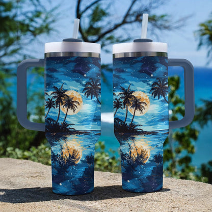 40 Oz  Shineful Tumbler Tropical Moonlit Reflections