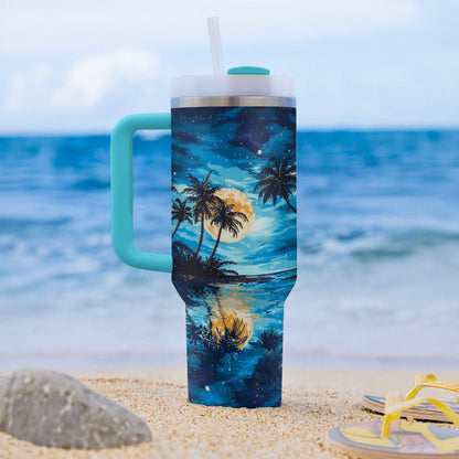 40 Oz  Shineful Tumbler Tropical Moonlit Reflections