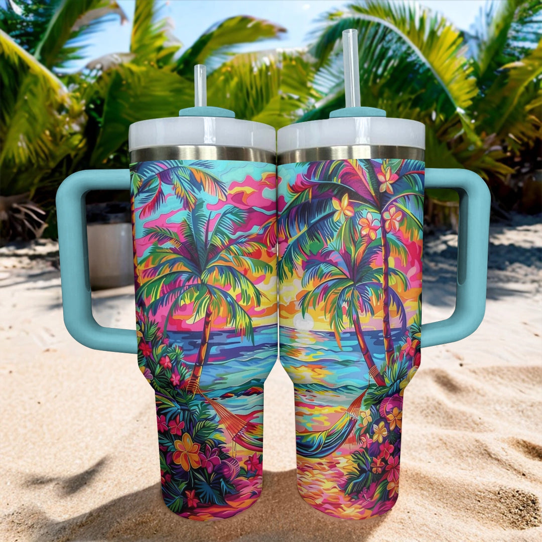 40 Oz  Shineful Tumbler Sunset Tropical Paradise