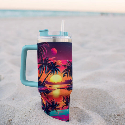 Gobelet brillant de 40 oz Tropical Sunset Paradise