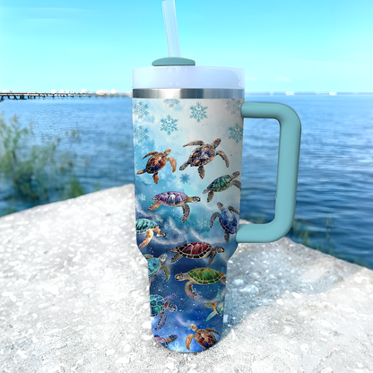 40 Oz Shineful Tumbler Schneebedeckte Meeresschildkröten