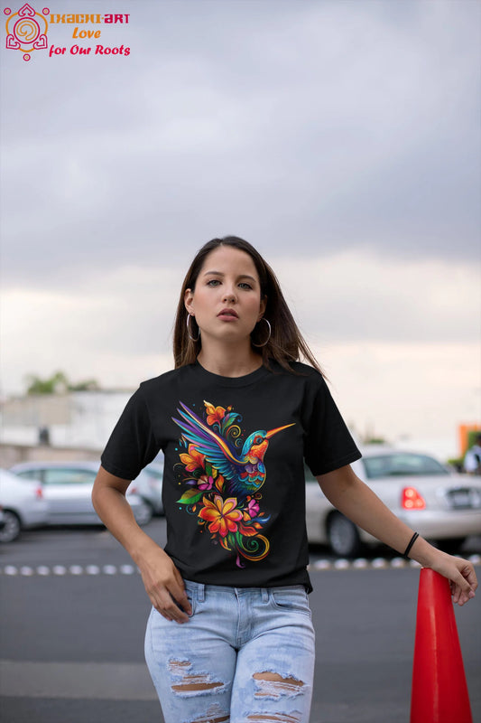 Kolibri-Shirt, mexikanisches Shirt für Damen, Ropa Mexicana, T-Shirt mit Vogel-Print, Kolibri-Print, mexikanisches T-Shirt, Artesanias Mexicanas