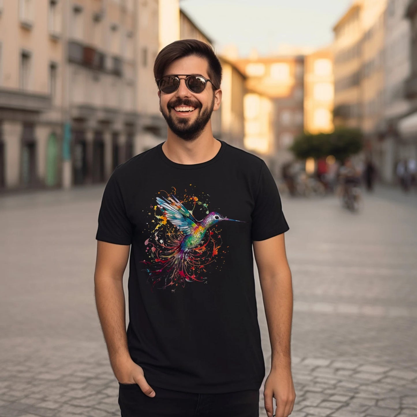 Farbenfrohes süßes Kolibri-T-Shirt, einzigartige Geschenkidee für Tier- und Naturliebhaber, Shirt aus 100 % Baumwolle