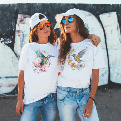 Farbenfrohes süßes Kolibri-T-Shirt, einzigartige Geschenkidee für Tier- und Naturliebhaber, Shirt aus 100 % Baumwolle