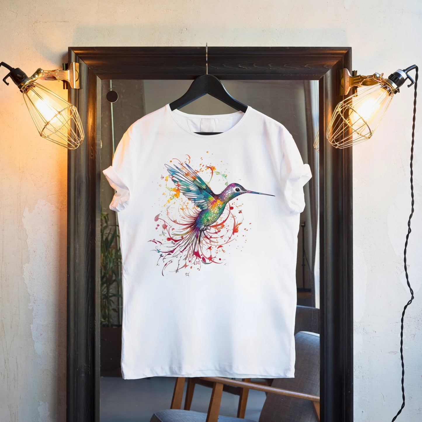 T-shirt coloré et mignon en forme de colibri, idée cadeau unique pour les amoureux des animaux et de la nature, chemise en coton 100 %