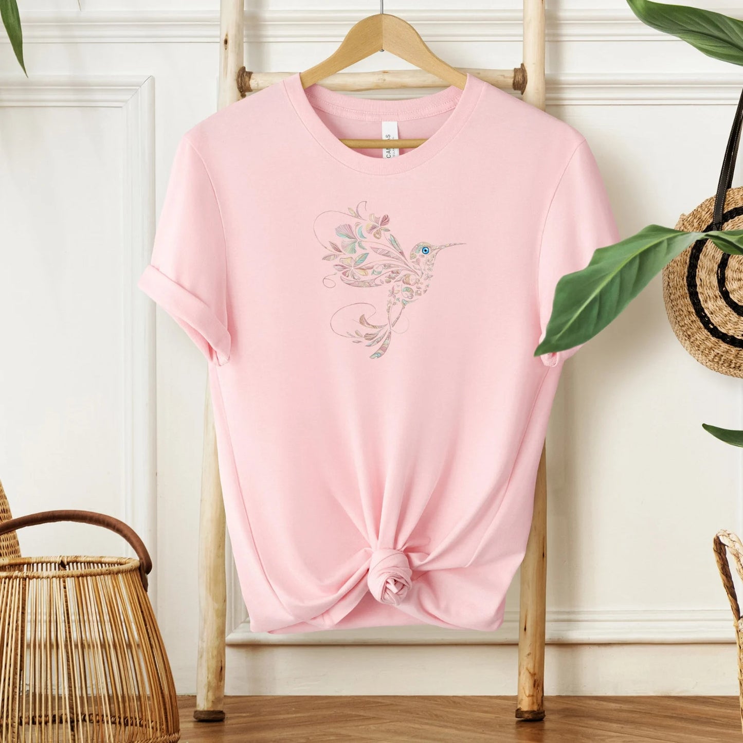 Mothers day gift Floral Hummingbird Shirt Animal Lover Tee Bird T Shirts Trendy Tee Gift For Her Bird Lover T-Shirt Spring Birds Flower