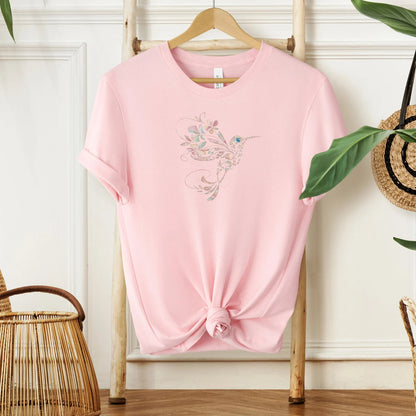 Cadeau de fête des mères Floral Hummingbird Shirt Animal Lover Tee Bird T Shirts Trendy Tee Gift For Her Bird Lover T-Shirt Spring Birds Flower