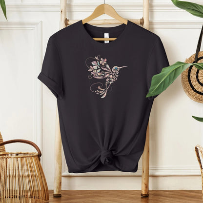 Mothers day gift Floral Hummingbird Shirt Animal Lover Tee Bird T Shirts Trendy Tee Gift For Her Bird Lover T-Shirt Spring Birds Flower