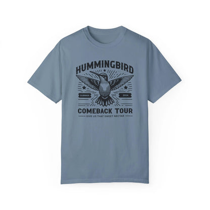 Handcrafted Unique Comfort Hummingbird T-shirt, Premium Handcrafted Designed Vintage Hummingbird Tee, Made to Order