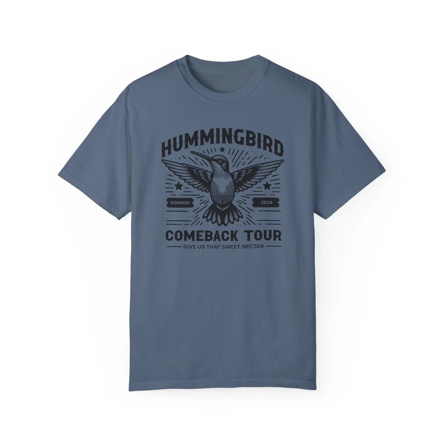 Handcrafted Unique Comfort Hummingbird T-shirt, Premium Handcrafted Designed Vintage Hummingbird Tee, Made to Order