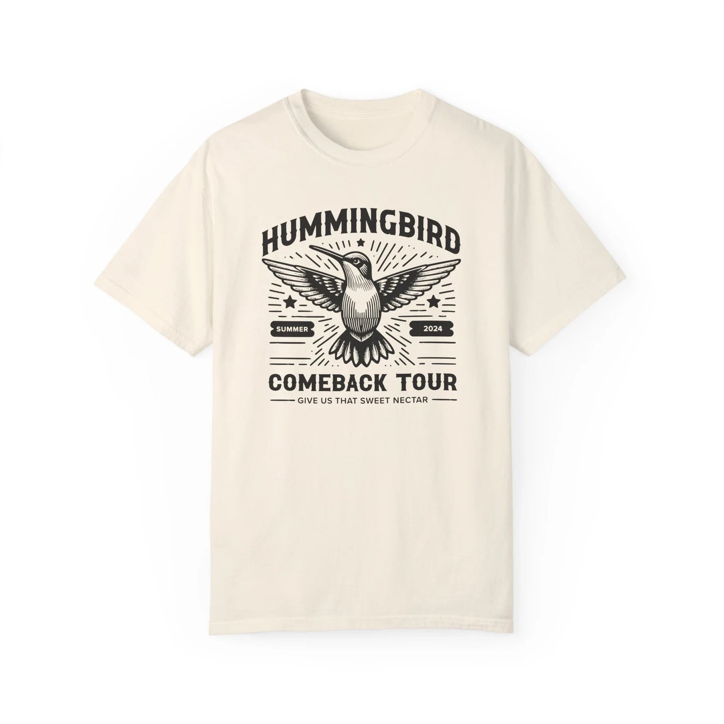 Handcrafted Unique Comfort Hummingbird T-shirt, Premium Handcrafted Designed Vintage Hummingbird Tee, Made to Order