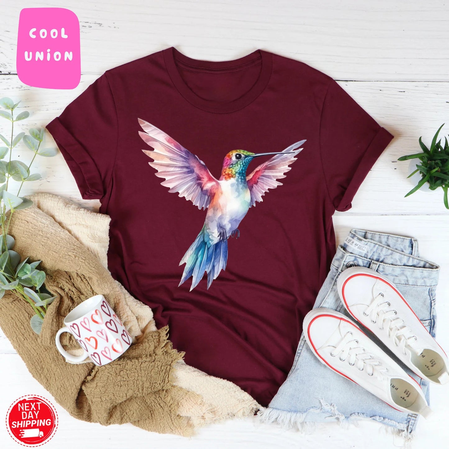 Chemise colibri, cadeau pour elle, oiseaux de printemps, cadeau d’amoureux des oiseaux