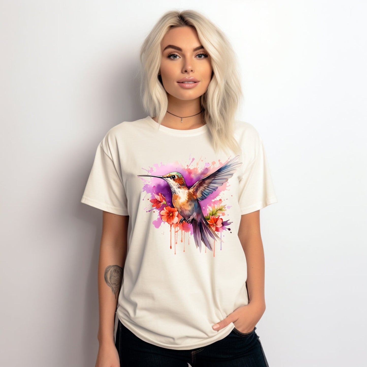 Chemise colibri, T-shirt oiseaux aquarelle, tee-shirt nature, colibri aquarelle, chemise aquarelle oiseau, cadeau pour elle, tee-shirt amateur de colibri