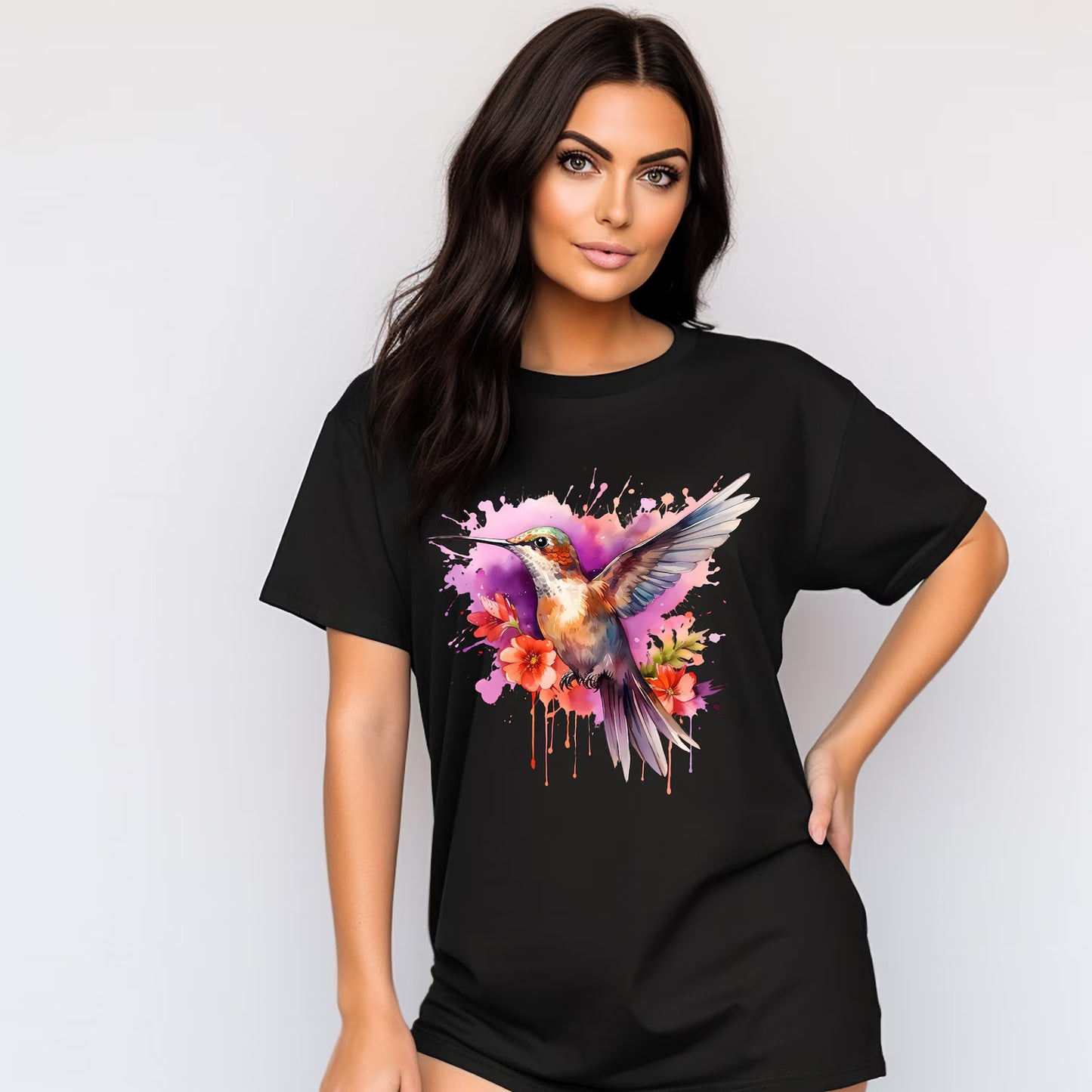 Kolibri Shirt, Aquarell Vögel T-Shirt, Natur T-Shirt, Aquarell Kolibri, Vogel Aquarell Shirt, Geschenk für Sie, Kolibri Liebhaber T-Shirt