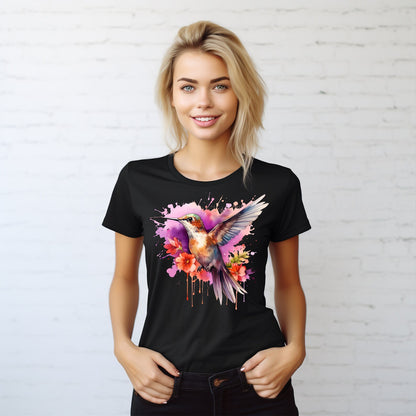 Hummingbird Shirt, Watercolor Birds T-shirt, Nature Tee, Watercolor Hummingbird, Bird Watercolor Shirt, Gift For Her, Hummingbird Lover Tee