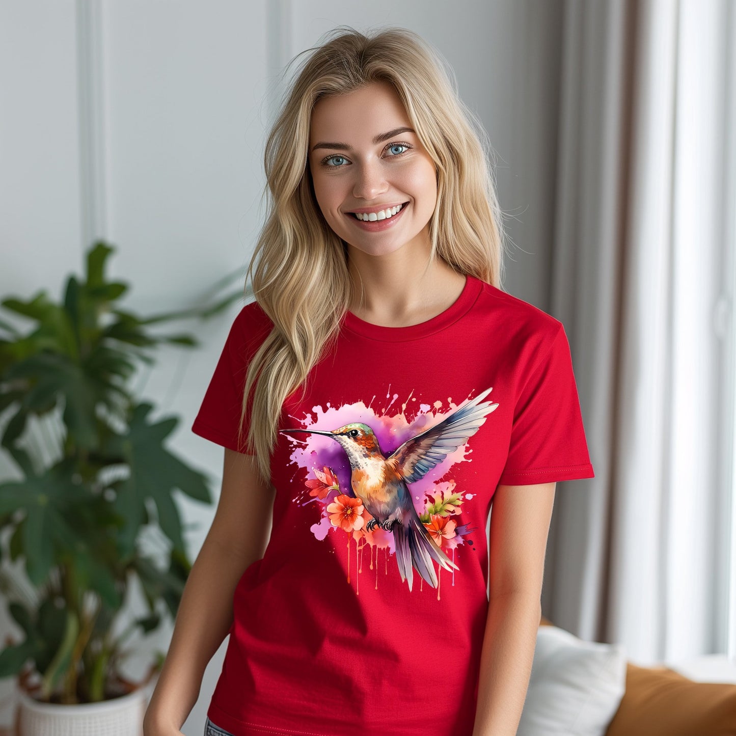 Hummingbird Shirt, Watercolor Birds T-shirt, Nature Tee, Watercolor Hummingbird, Bird Watercolor Shirt, Gift For Her, Hummingbird Lover Tee