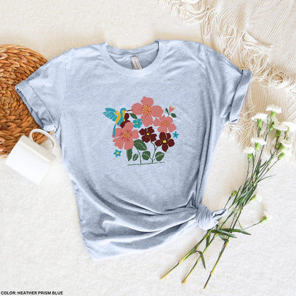 Kolibri-Shirt, Blumen-Shirt, Vogel-Shirt, Natur-Shirt, Vogel-T-Shirt, Blumen-Shirt, Geschenk für Vogelliebhaber, Naturliebhaber, Geschenk für Vogelliebhaber