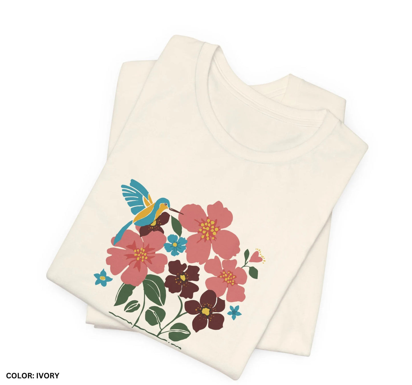 Kolibri-Shirt, Blumen-Shirt, Vogel-Shirt, Natur-Shirt, Vogel-T-Shirt, Blumen-Shirt, Geschenk für Vogelliebhaber, Naturliebhaber, Geschenk für Vogelliebhaber