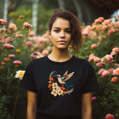 Kolibri Shirt - Florales Kolibri Shirt - Ästhetisches T-Shirt - Vogelliebhaber Shirt - Kolibri Geschenk - Tierliebhaber T-Shirt - Naturliebhaber Shirt