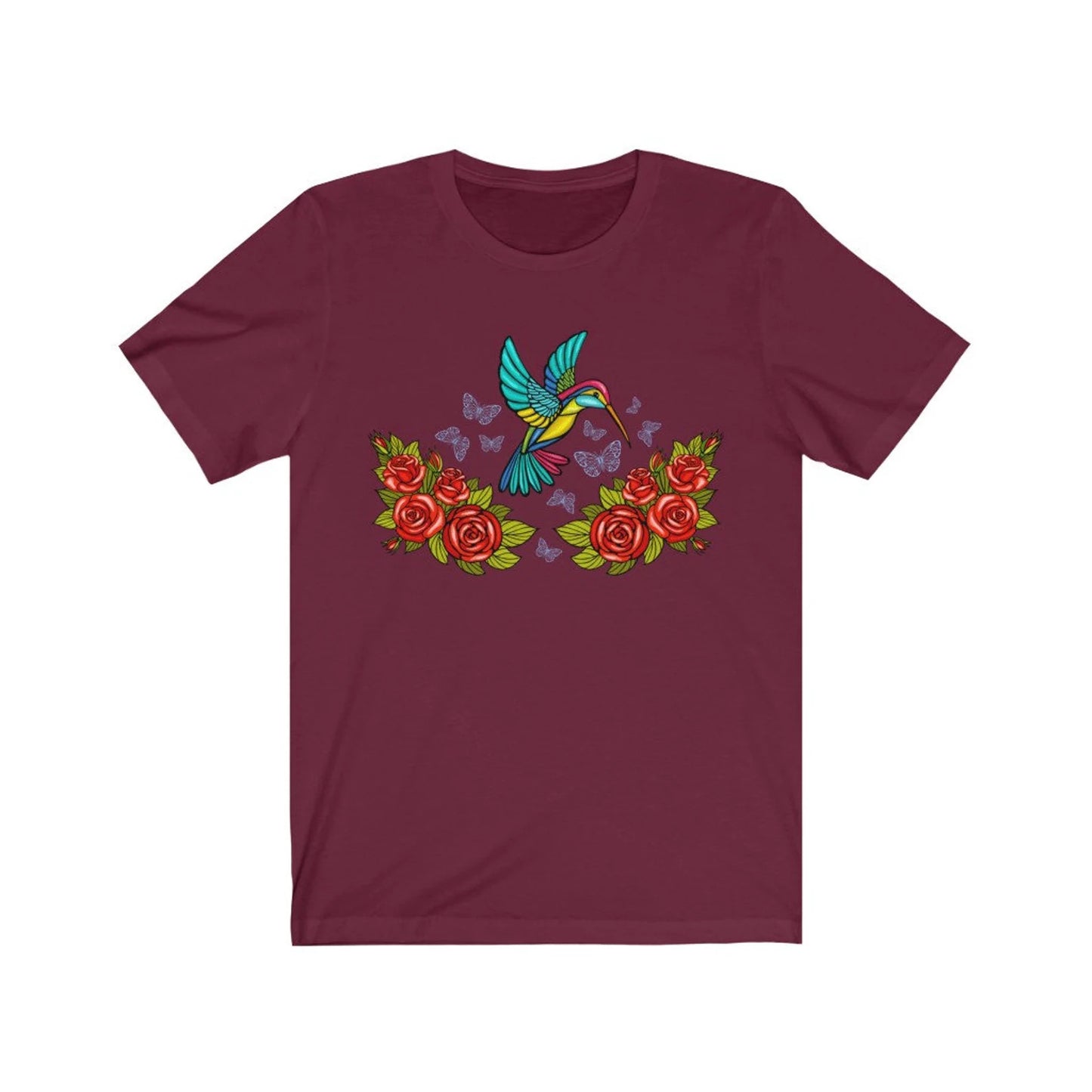 Mexikanisches Shirt Damen mexikanischer Kunstdruck Vogeldruck T-Shirt Kolibri Druck mexikanisches Tshirt Kolibri Shirt Artesania Mexicana